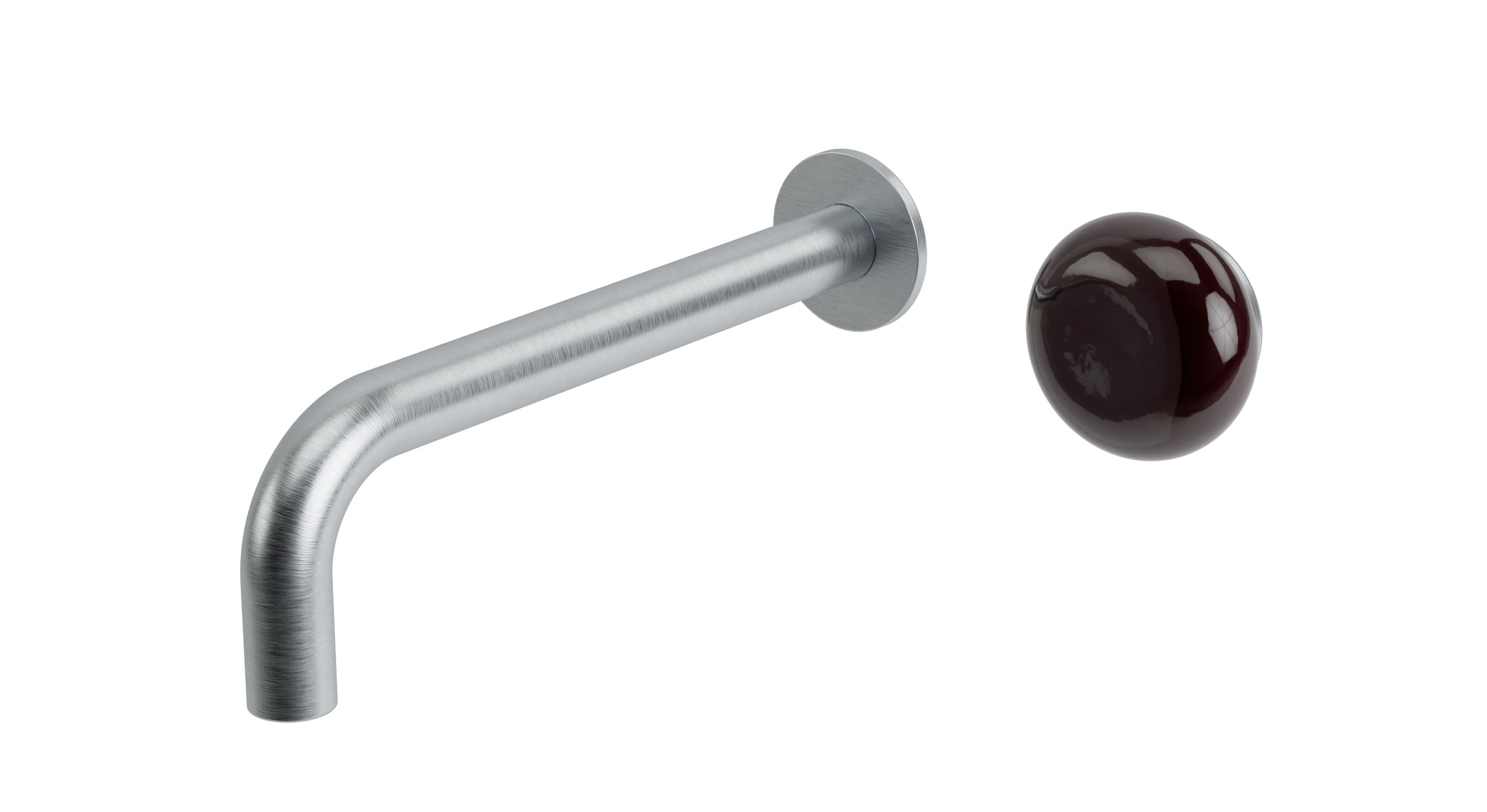 Foundry One Handle Wall Mount 7.5" Lavatory Faucet with Pebble Ceramic Knob Handle in Satin Chrome
