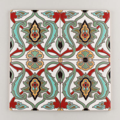 6x6 Handpainted Sample Almeria  in Warm Motif
