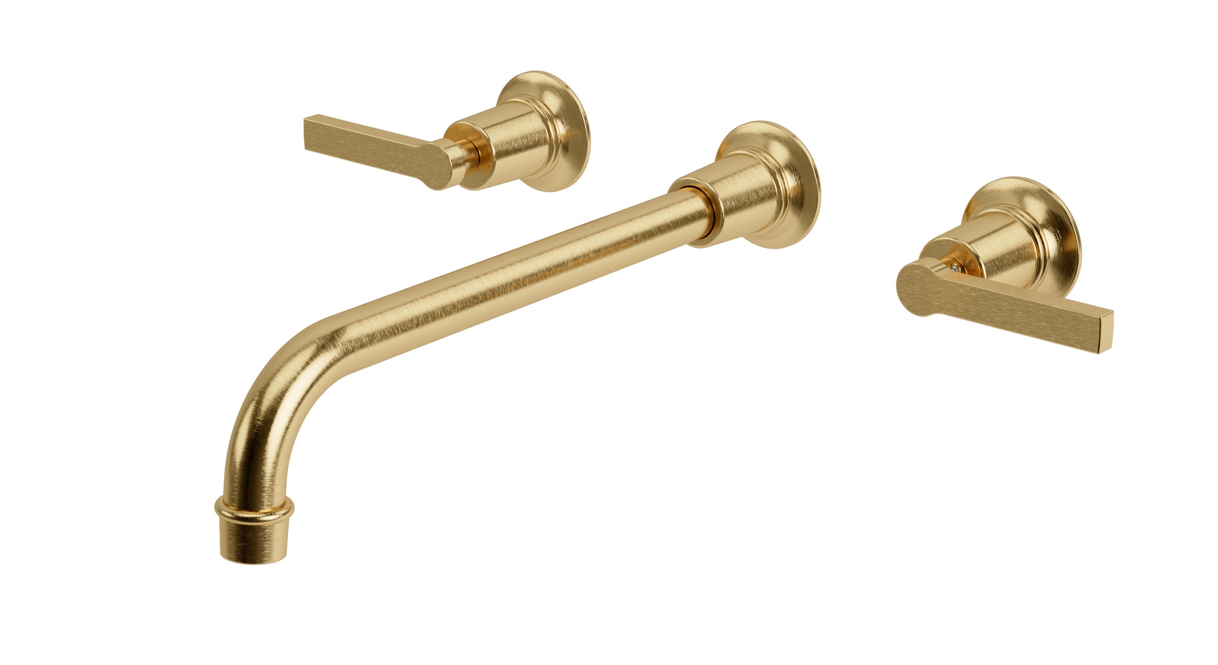 Emerson Two Handle Wall Mount 12" Lavatory Faucet with Classic Lever Handles in Satin Brass