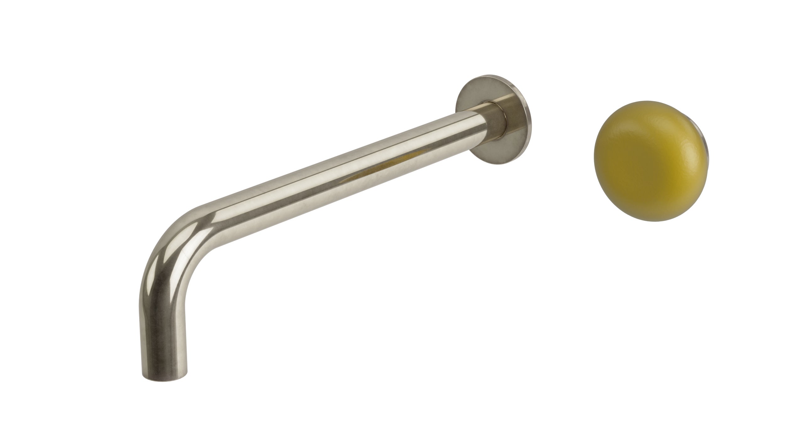 Foundry One Handle Wall Mount 10" Lavatory Faucet with Pebble Ceramic Knob Handle in French Nickel