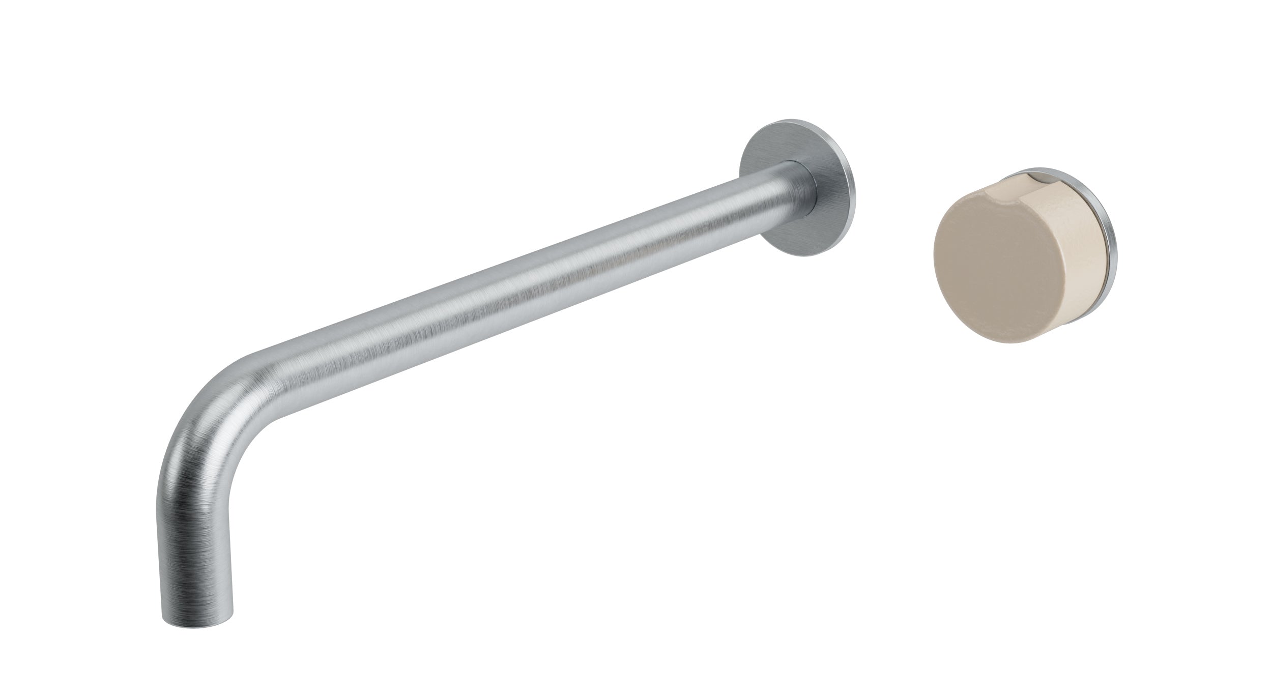 Foundry One Handle Wall Mount 12" Lavatory Faucet with Groove Ceramic Knob Handle in Satin Chrome