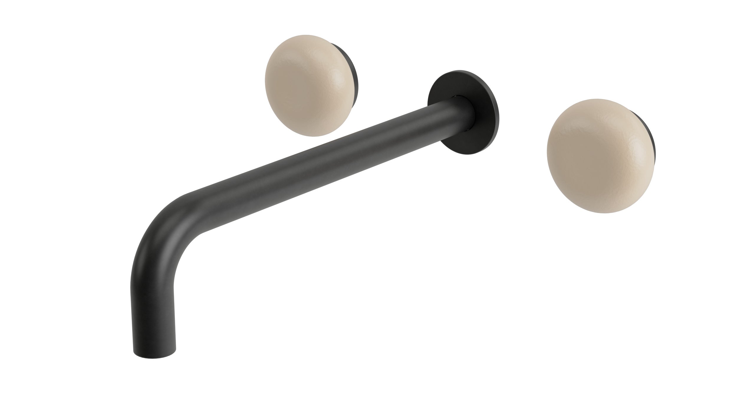 Foundry Two Handle Wall Mount 10" Lavatory Faucet with Pebble Ceramic Knob Handles in Oil Rubbed Bronze