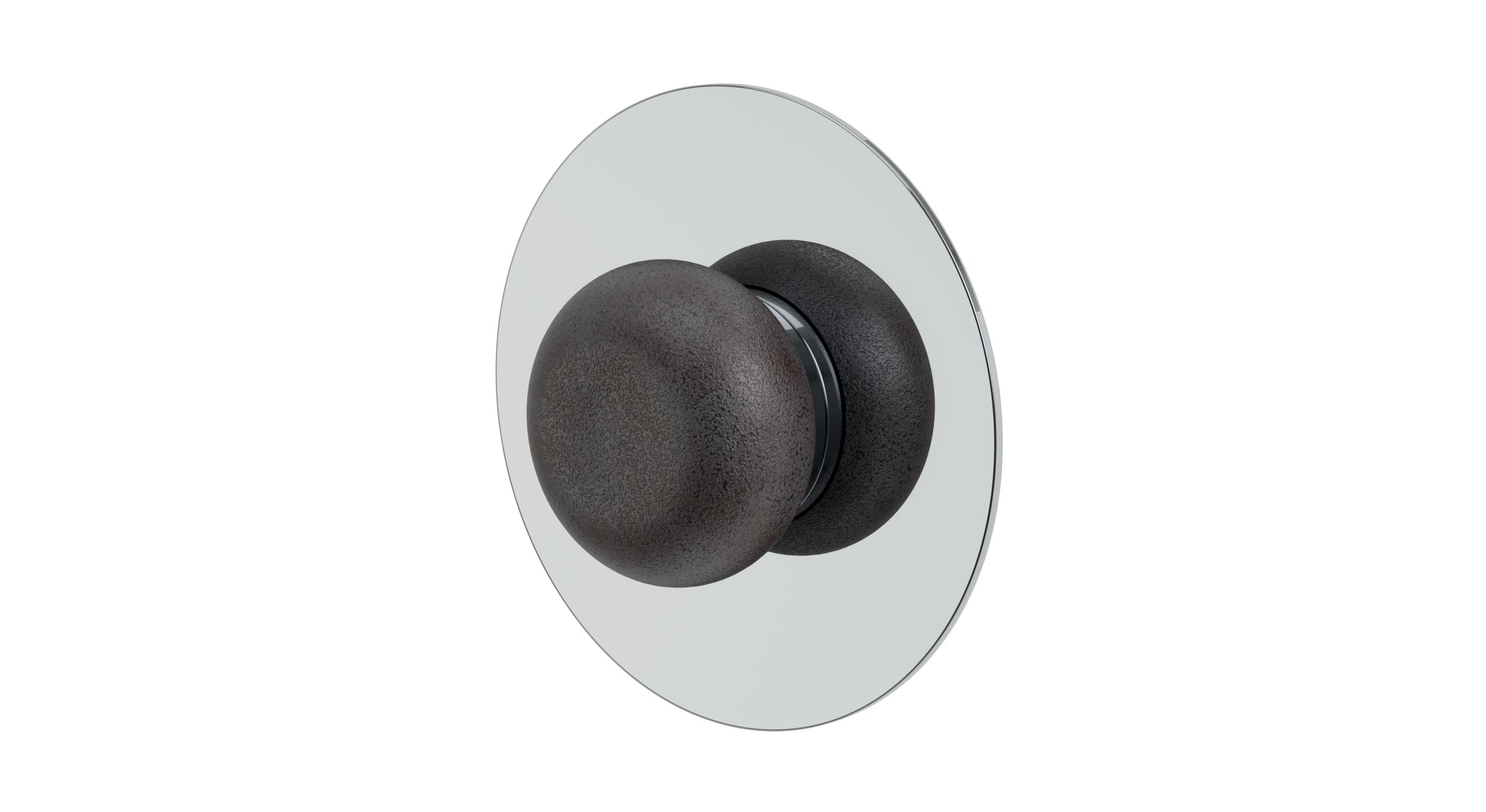 Foundry One Handle Wall Mount Shower Trim with Pebble Ceramic Knob Handle in Polished Chrome