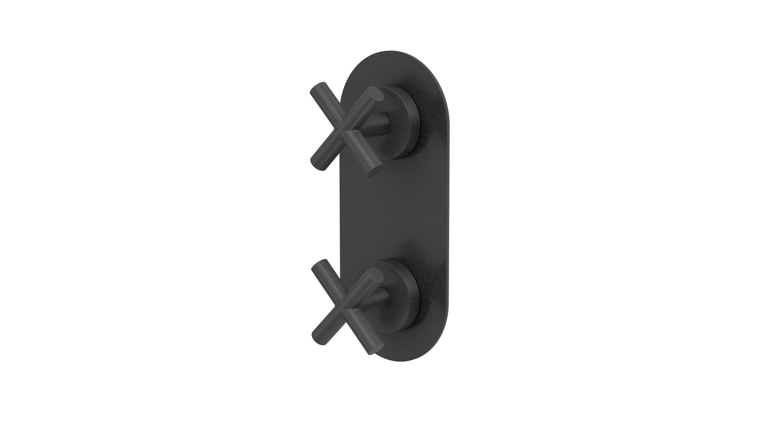 Contour Two Handle Wall Mount Shower Trim with Soft Cross Handles in Blackened Nickel
