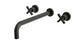 Flatiron Two Handle Wall Mount 12" Lavatory Faucet with Linear Cross Handles in Oil Rubbed Bronze