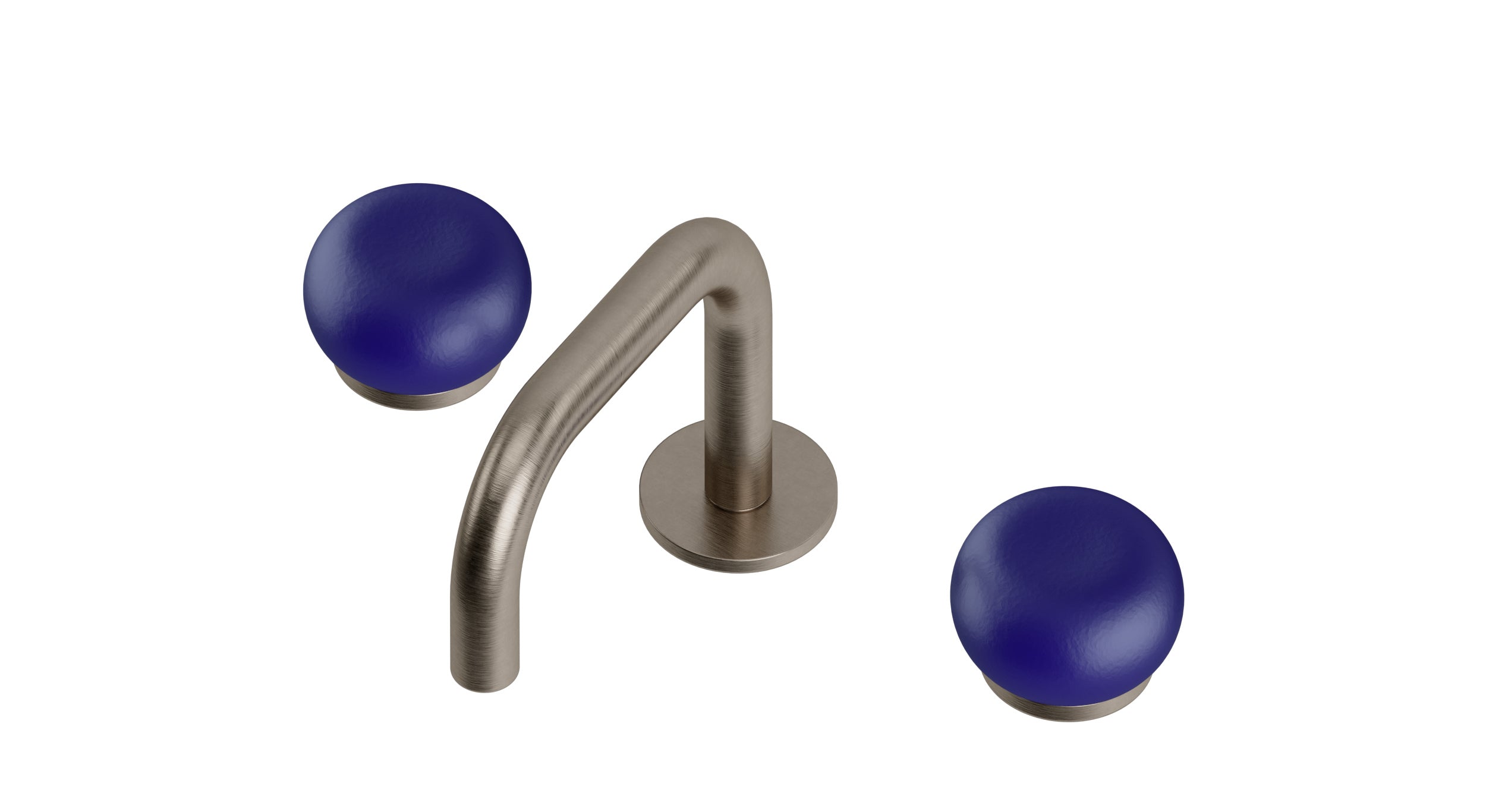 Foundry Two Handle Deck Mount Squaretop Lavatory Faucet with Pebble Ceramic Knob Handles