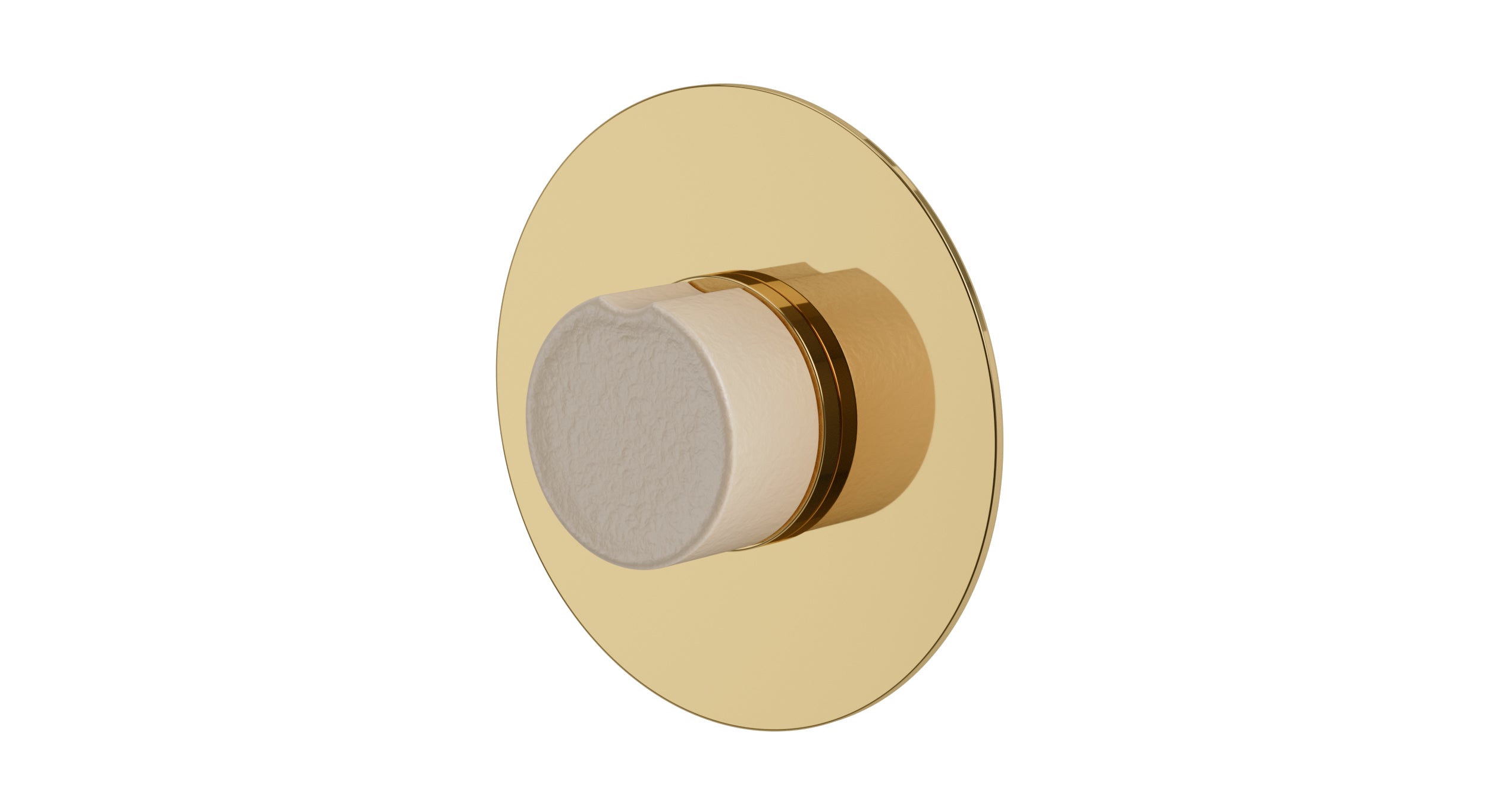 Foundry One Handle Wall Mount Shower Trim with Groove Ceramic Knob Handle in Polished Brass
