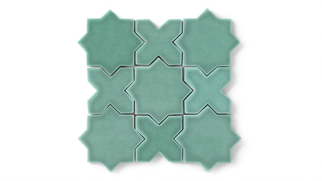 Mini Star & Cross Original Ceramic Tile in Amalfi Coast Gloss
