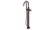 Flatiron One Handle Floor Mount Gooseneck Bath Trim with Hand Shower and Linear Cross Handle in Architectural Copper