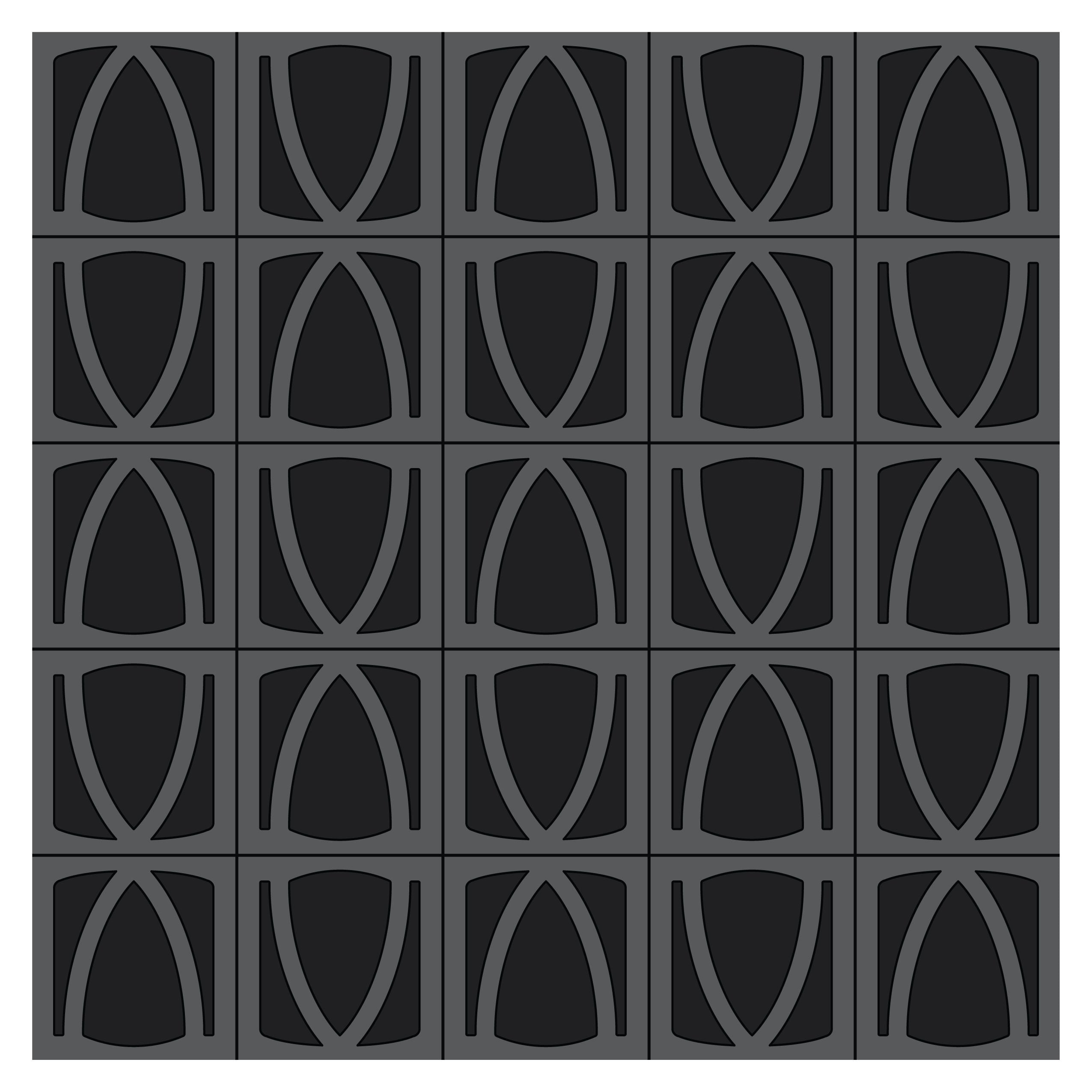 8x8 Handpainted Tile Los Angeles in Black Motif