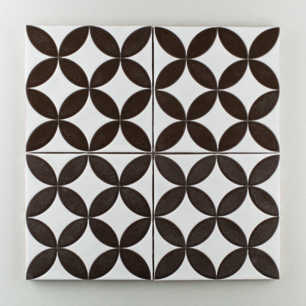 8x8 Handpainted Tile Jardin Fretwork in Neutral Motif