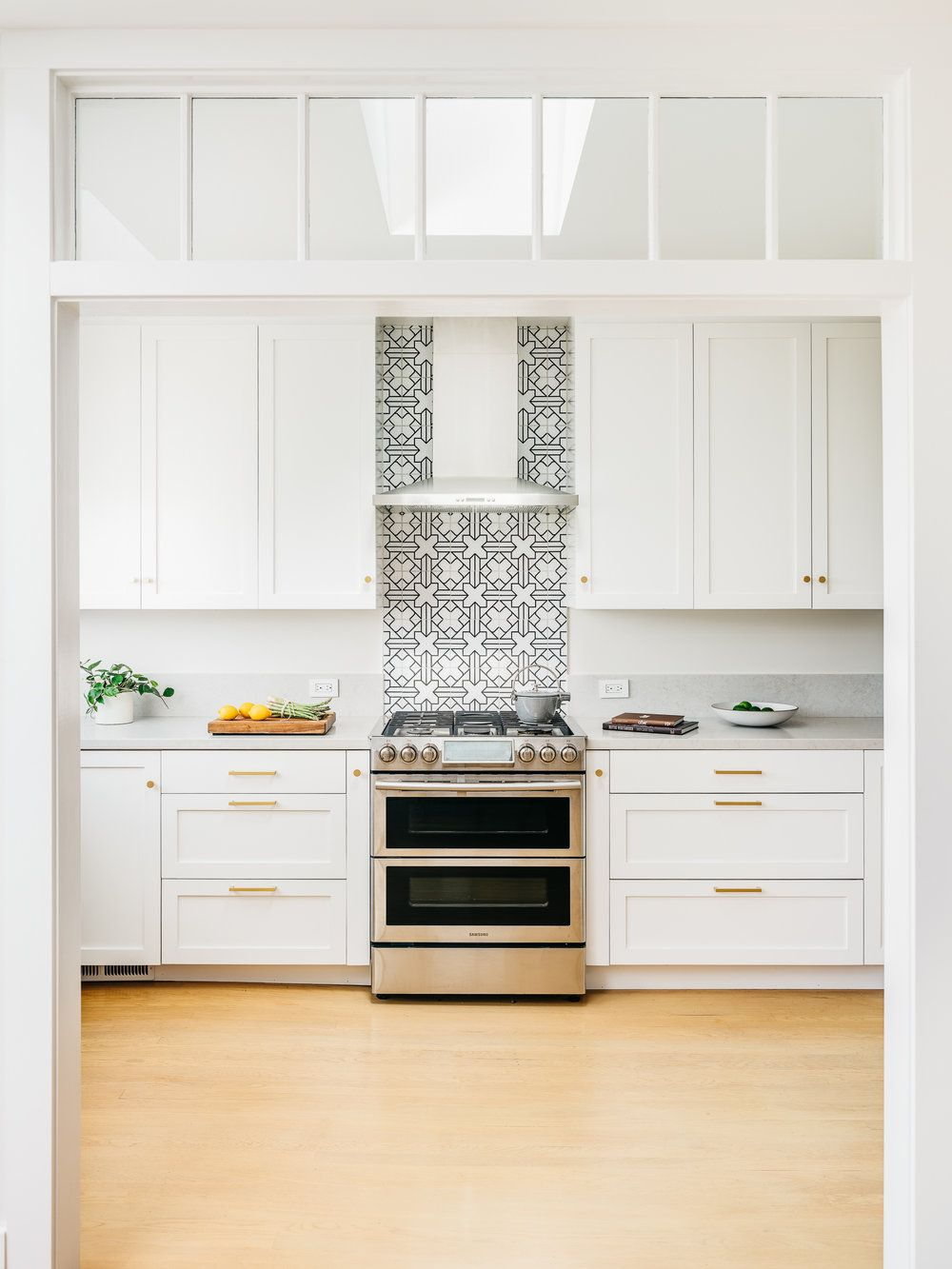 8x8 Handpainted Tile Kasbah Trellis in Neutral Motif