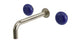 Foundry Two Handle Wall Mount 7.5" Lavatory Faucet with Pebble Ceramic Knob Handles in French Nickel