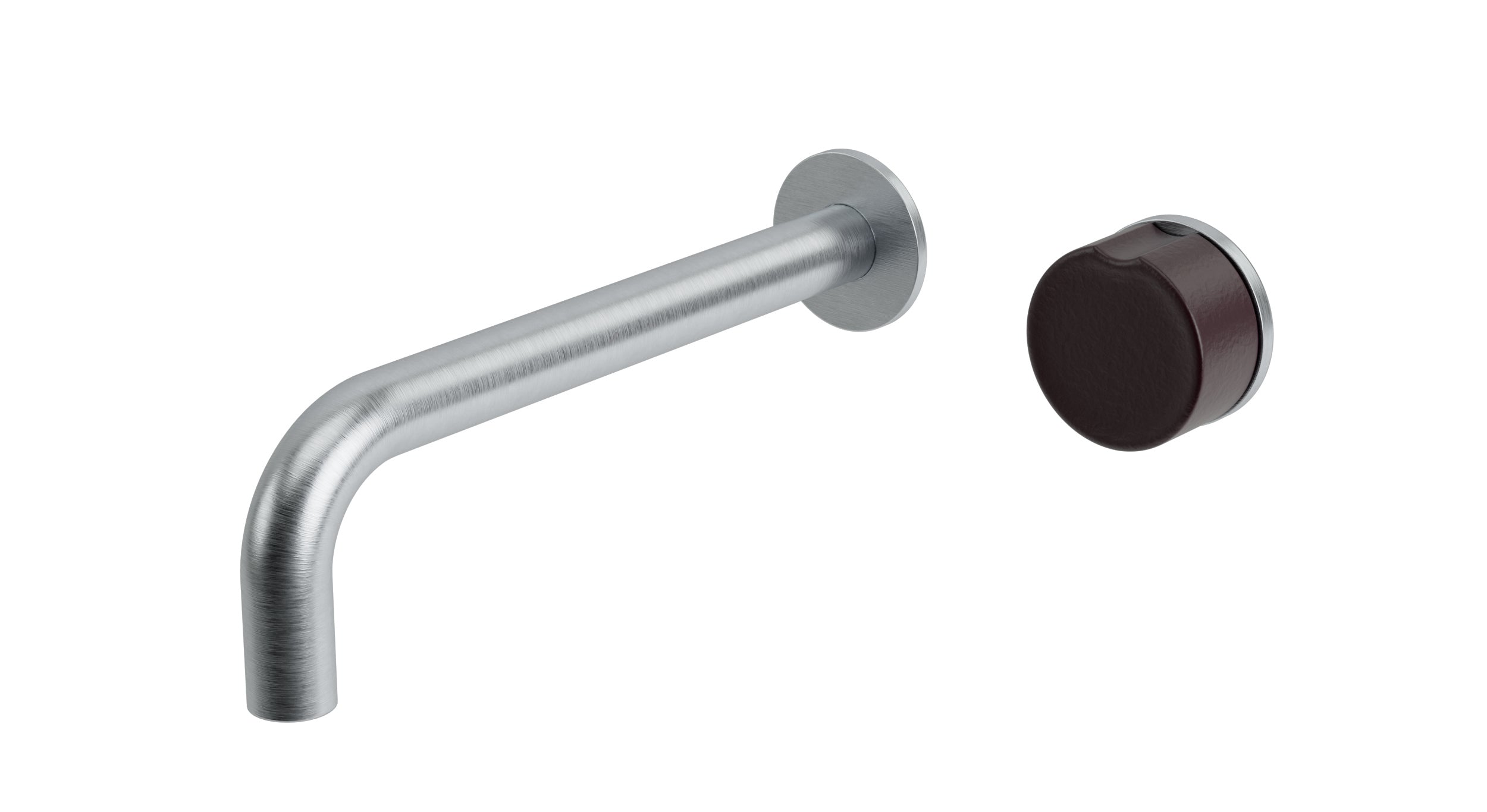 Foundry One Handle Wall Mount 7.5" Lavatory Faucet with Groove Ceramic Knob Handle in Satin Chrome