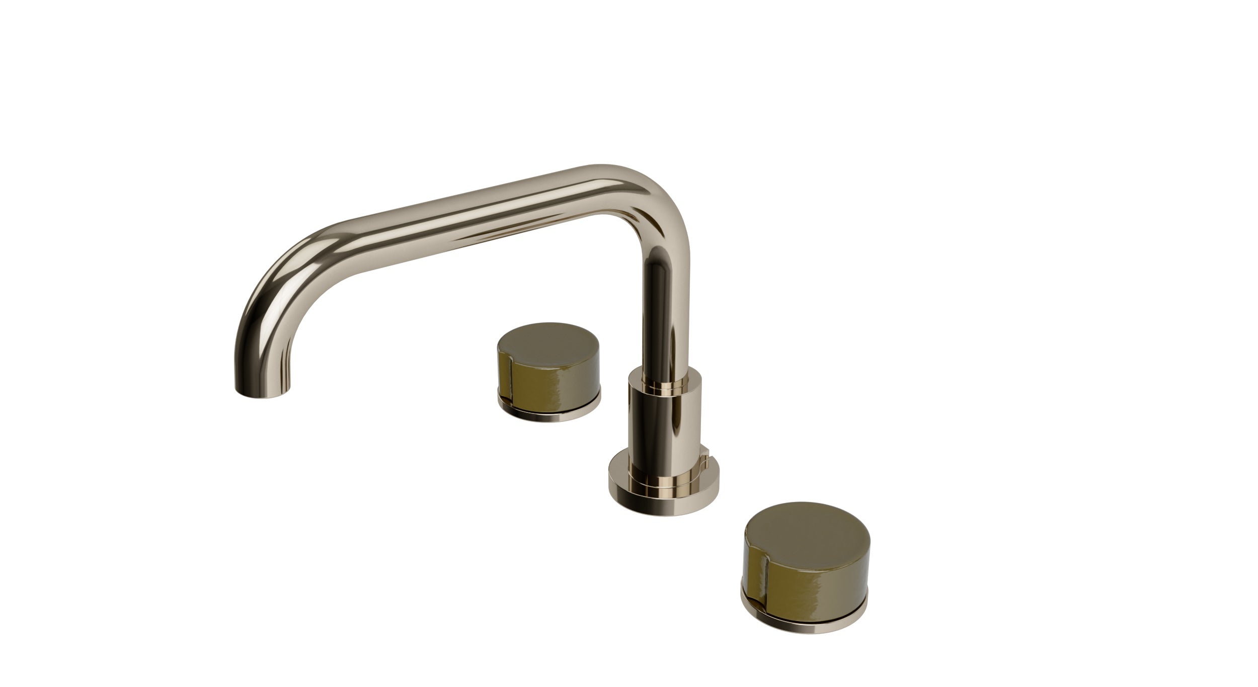 Foundry Two Handle Deck Mount Squaretop Bath Trim with Groove Ceramic Knob Handles in Polished Nickel