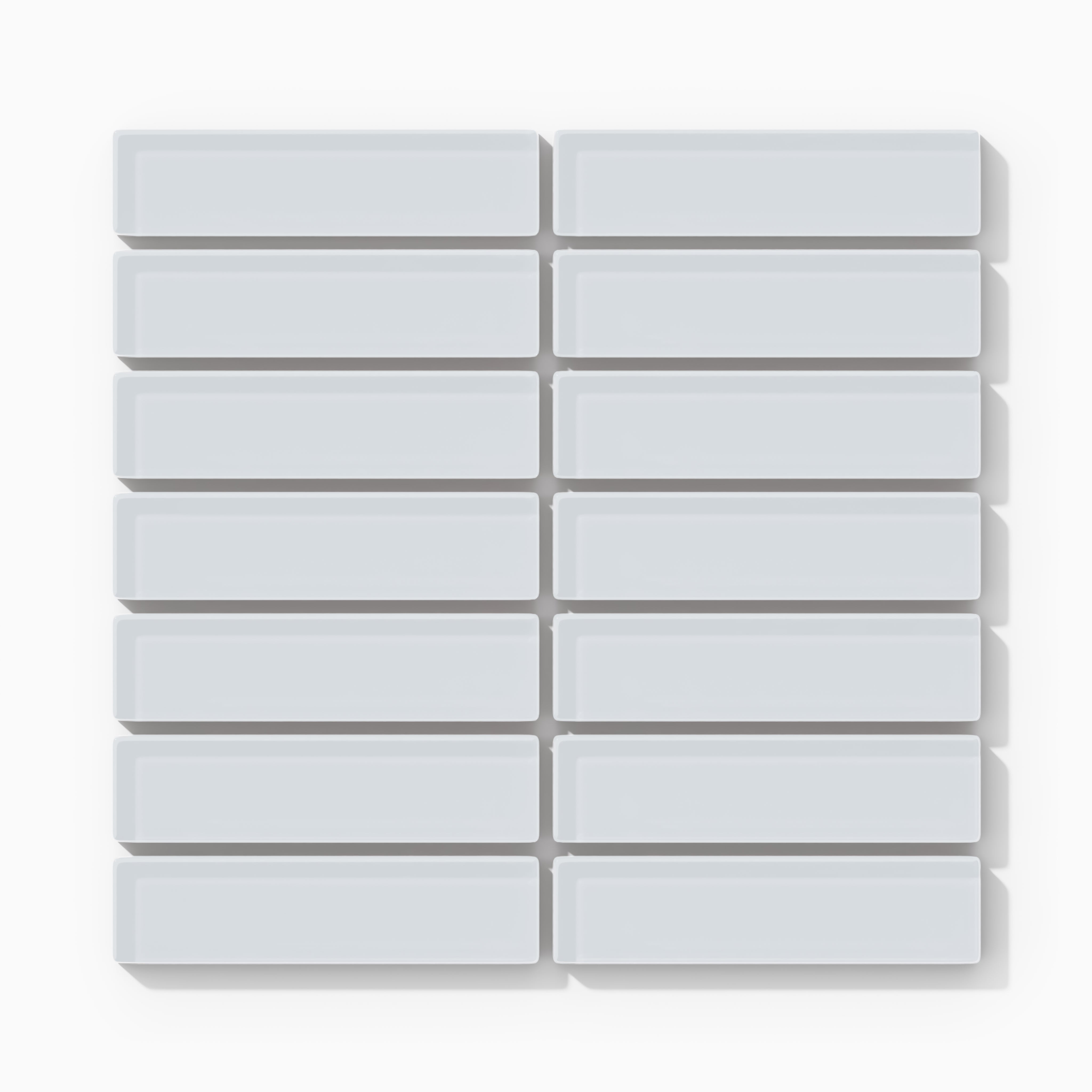 1x4 Straight Set Sheeted Glass Mosaic Tile in Snowy Owl Gloss