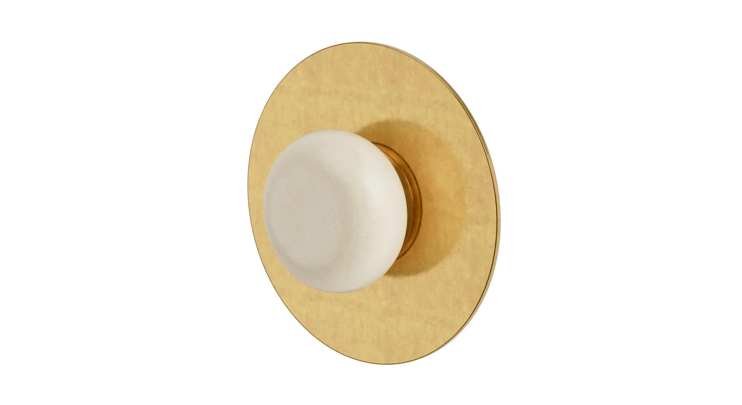 Foundry One Handle Wall Mount Shower Trim with Pebble Ceramic Knob Handle in French Brass