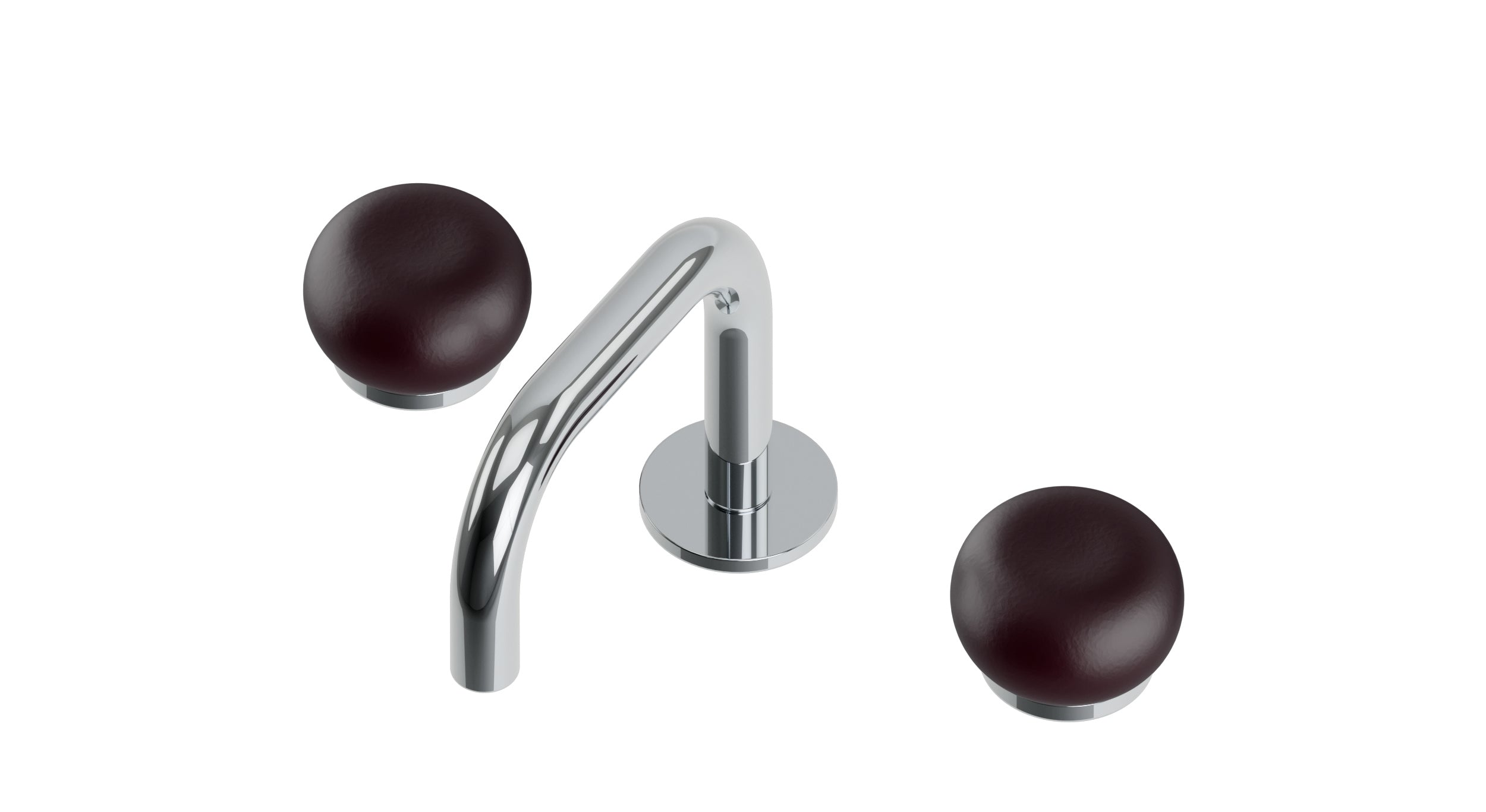 Foundry Two Handle Deck Mount Squaretop Lavatory Faucet with Pebble Ceramic Knob Handles in Polished Chrome