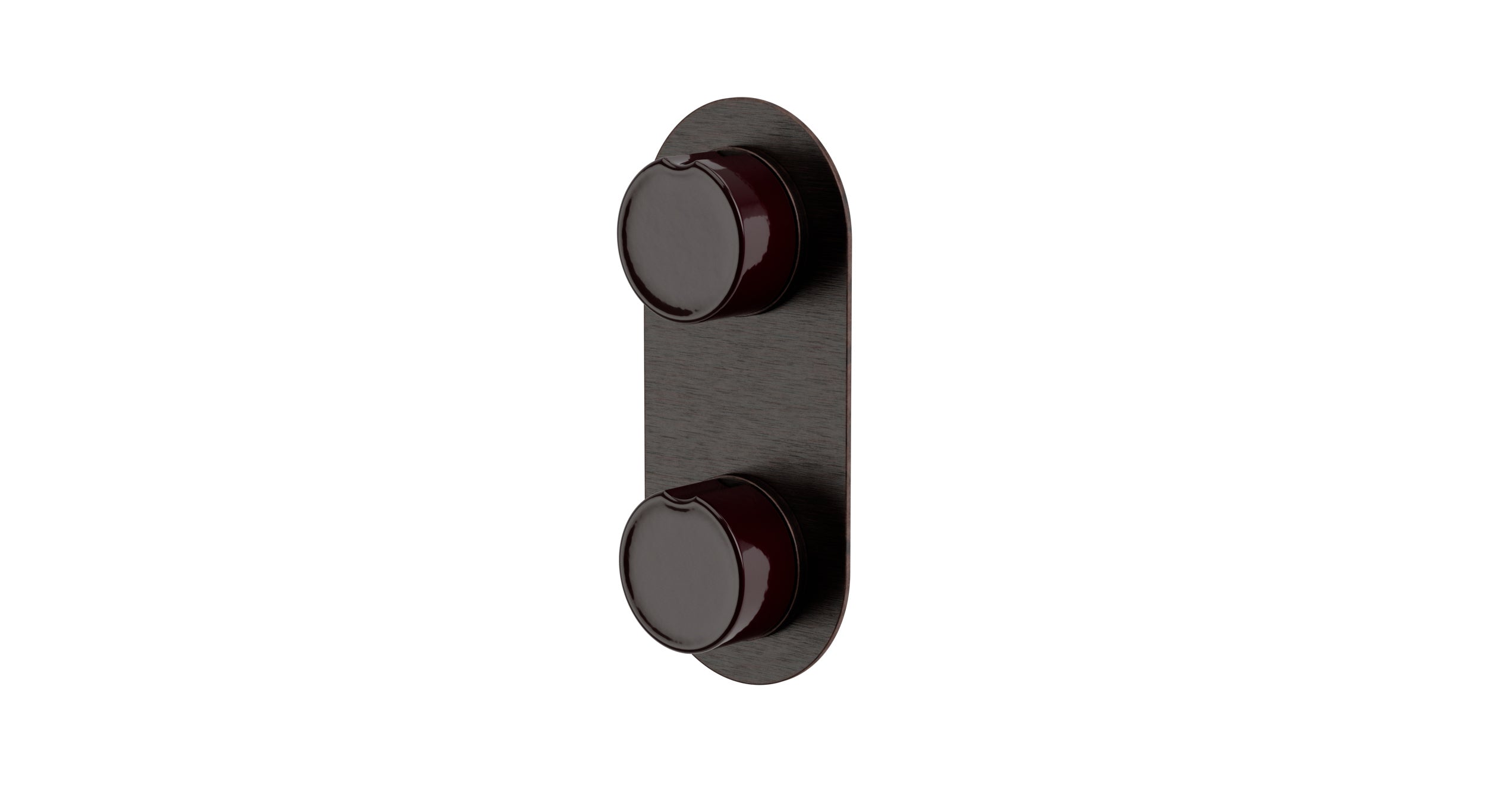 Foundry Two Handle Wall Mount Shower Trim with Groove Ceramic Knob Handles in Antique Bronze