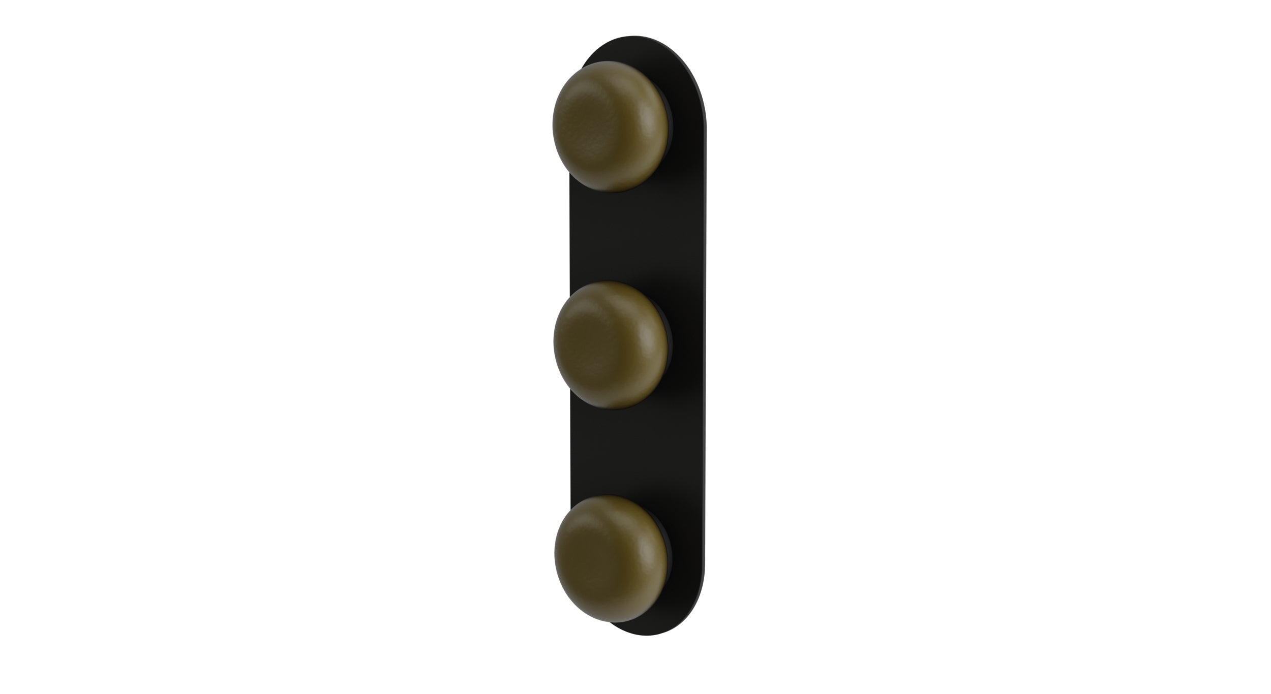 Foundry Three Handle Wall Mount Shower Trim with Pebble Ceramic Knob Handles in Matte Black