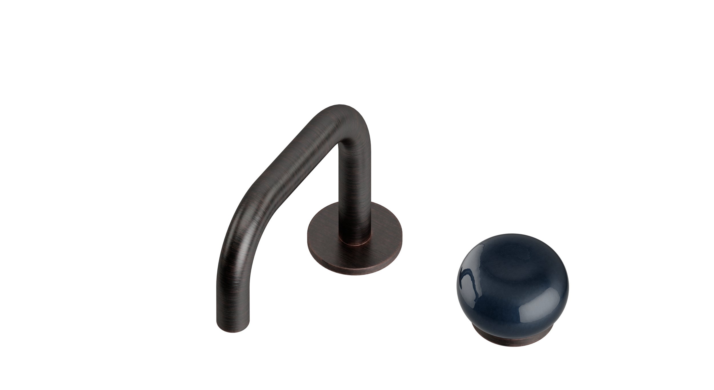 Foundry One Handle Deck Mount Squaretop Lavatory Faucet with Pebble Ceramic Knob Handle in Antique Bronze