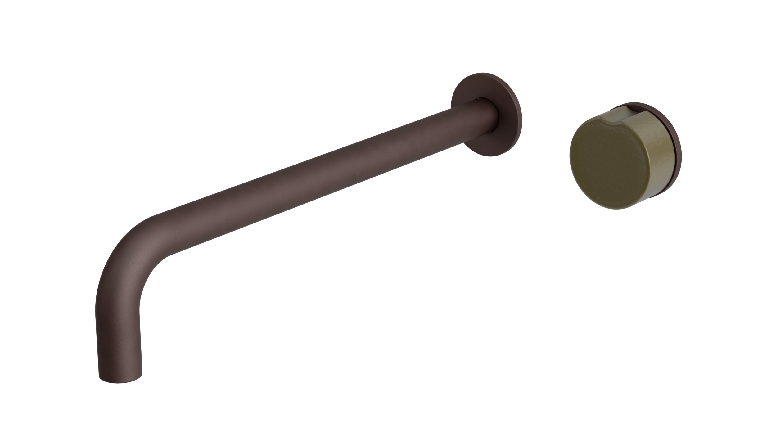 Foundry One Handle Wall Mount 12" Lavatory Faucet with Groove Ceramic Knob Handle in Architectural Copper