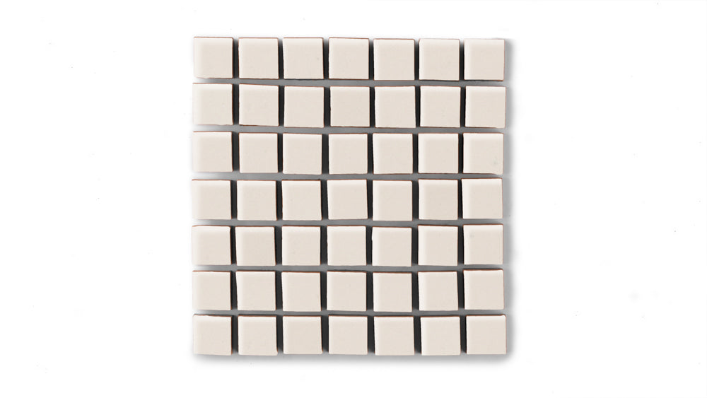 1x1 Straight Set Sheeted Original Ceramic Mosaic Tile in Ivory Gloss