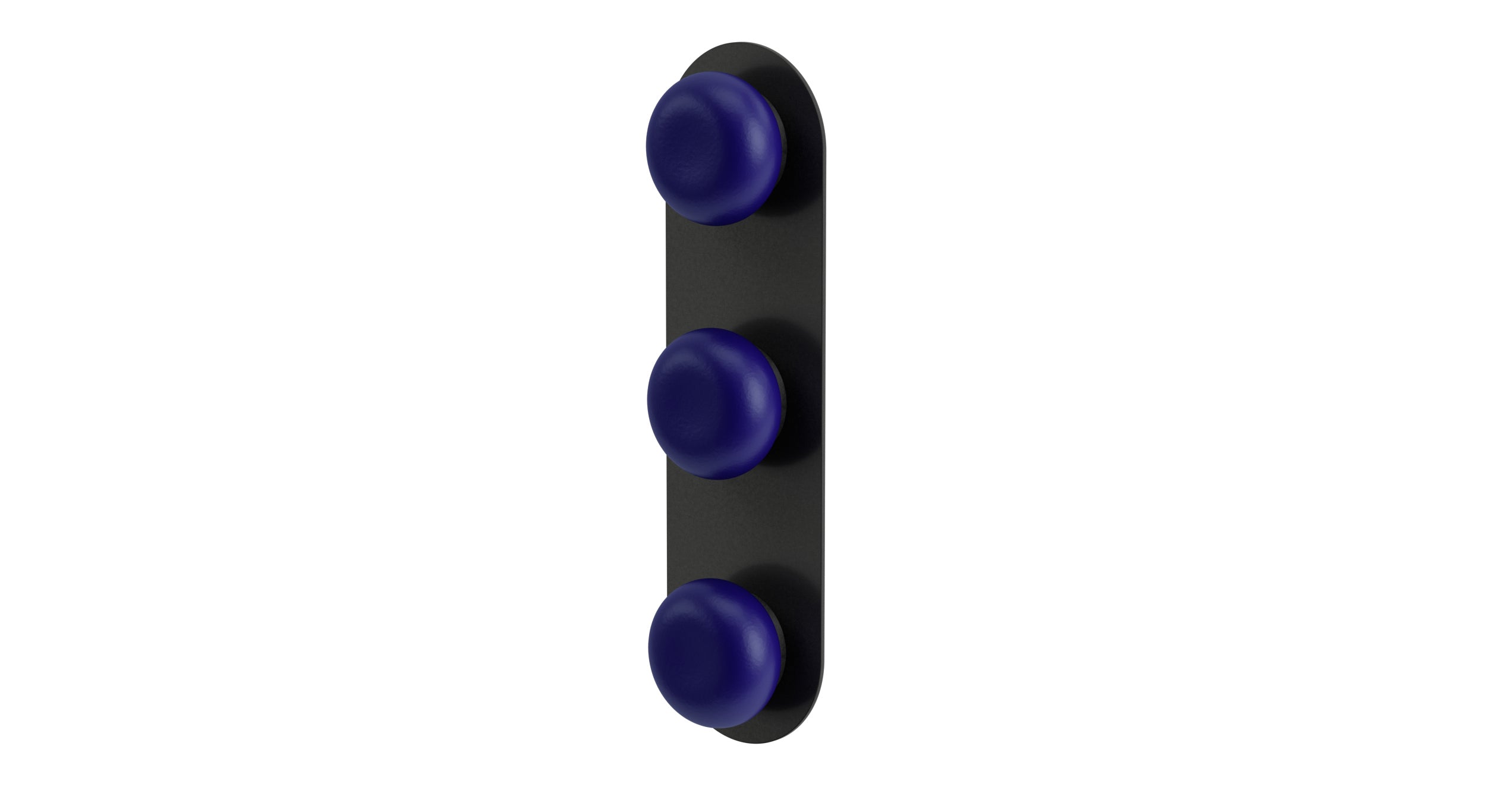 Foundry Three Handle Wall Mount Shower Trim with Pebble Ceramic Knob Handles in Blackened Nickel