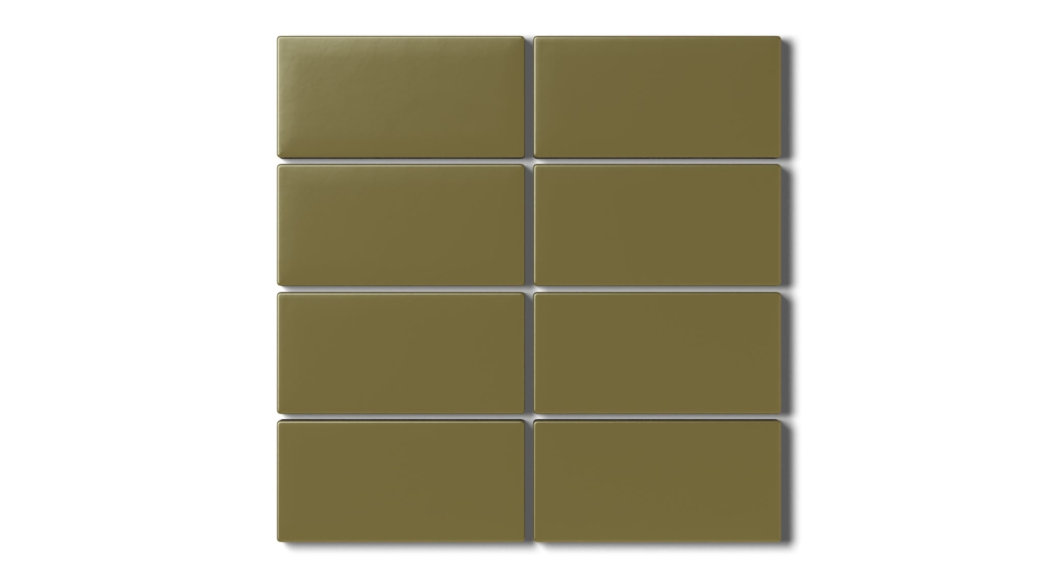 2x4 Straight Set Sheeted Natural Press Ceramic Mosaic Tile in Sap Green Matte