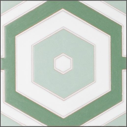 8x8 Handpainted Tile Tortoise Shell in Green Motif