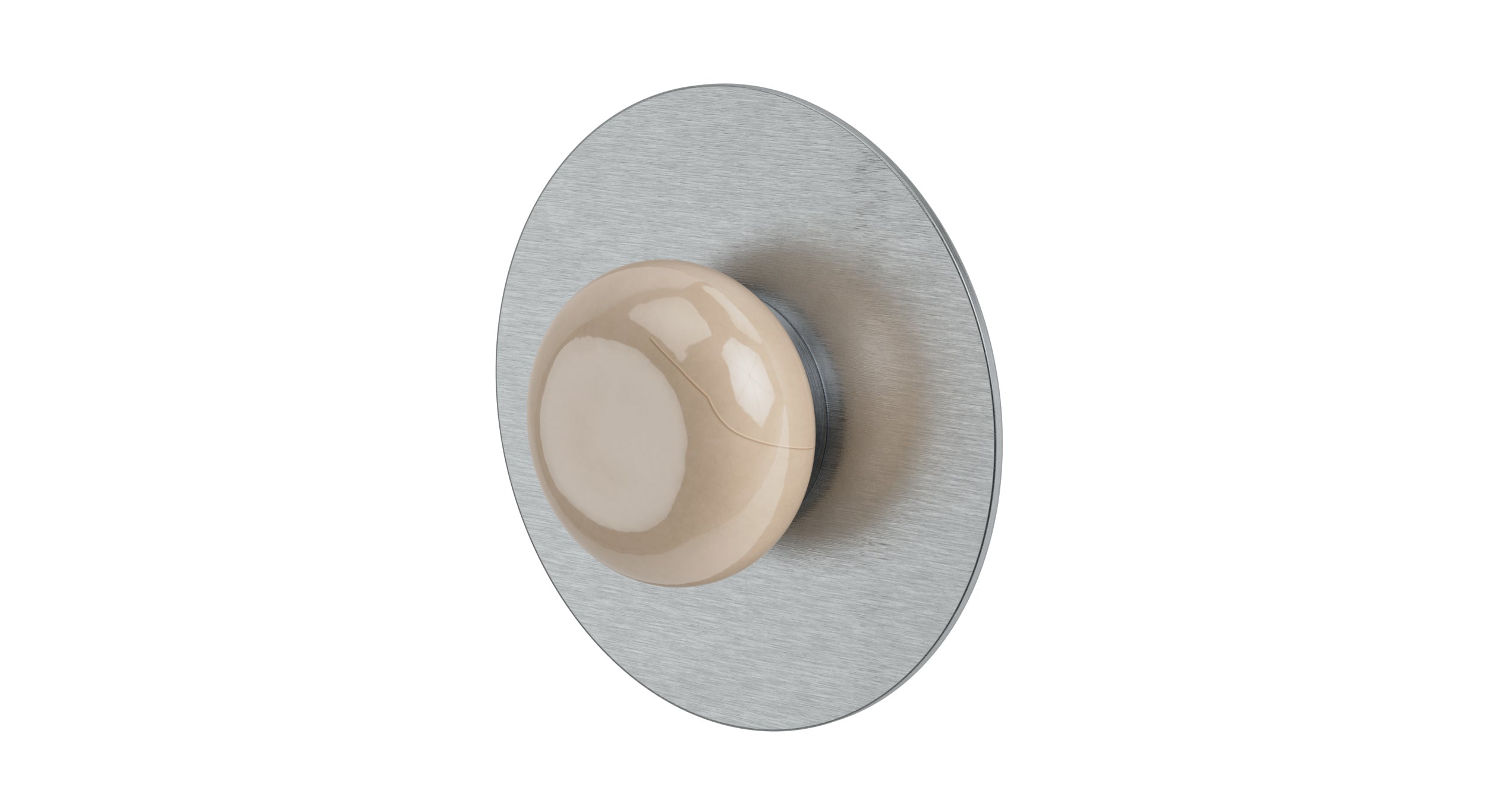 Foundry One Handle Wall Mount Shower Trim with Pebble Ceramic Knob Handle in Satin Chrome
