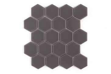 3" Hexagon Sheeted Original Ceramic Mosaic Tile in Kalamata Matte