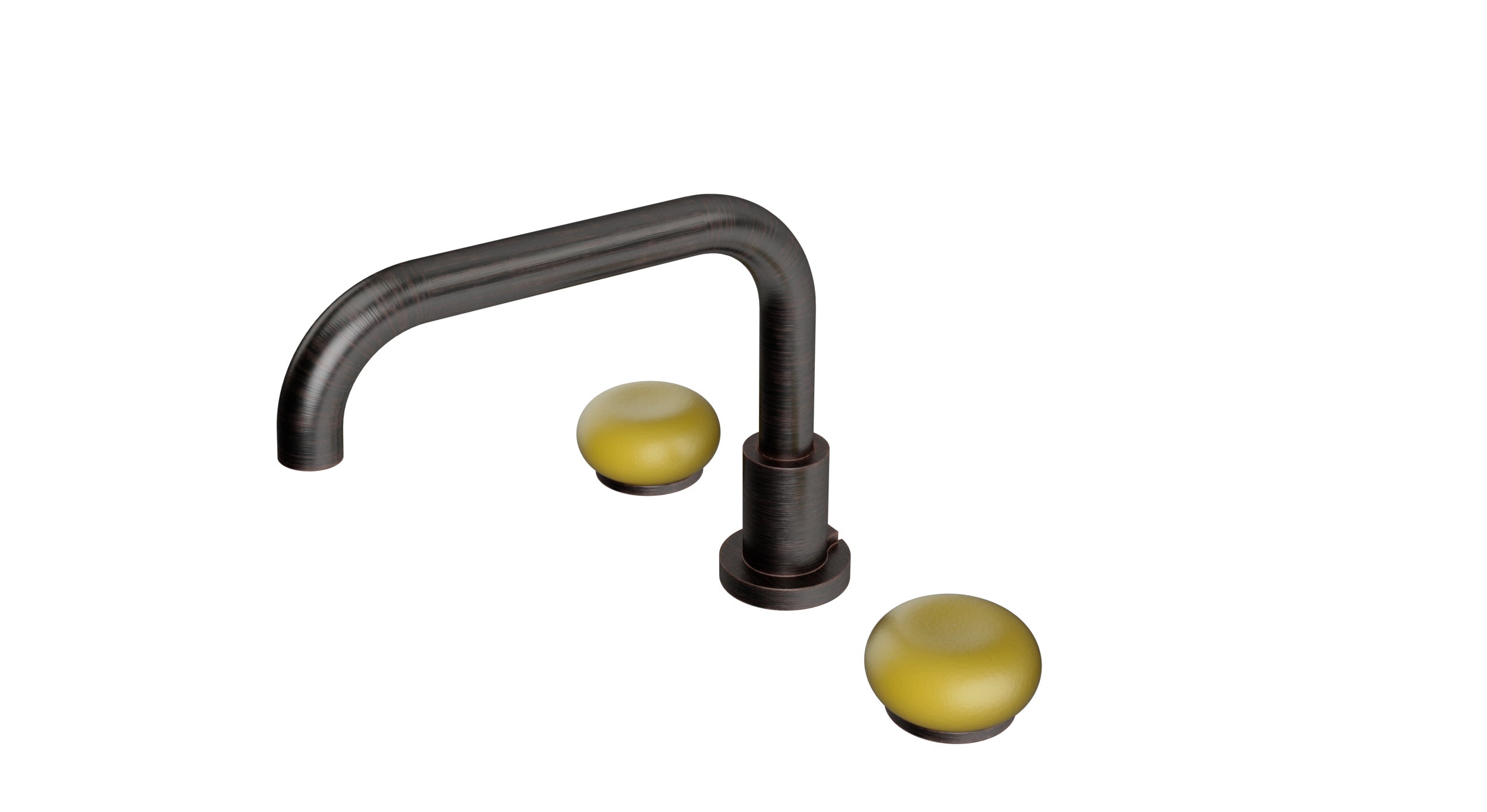 Foundry Two Handle Deck Mount Squaretop Bath Trim with Pebble Ceramic Knob Handles in Antique Bronze