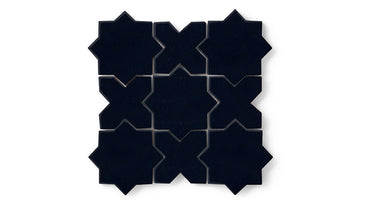 Mini Star & Cross Original Ceramic Tile in Navy Blue Gloss