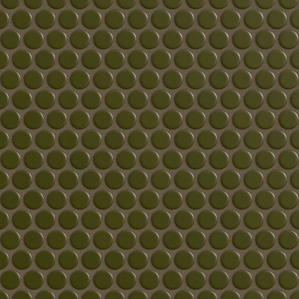 Fireclay Tile Penny Round Sheeted Original Ceramic Mosaic Tile in Bonsai Gloss