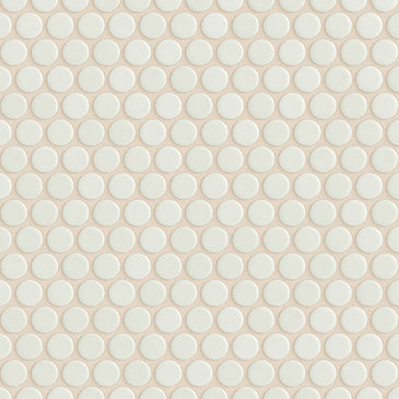 Penny Round Sheeted Original Ceramic Mosaic Tile in Limewash Gloss