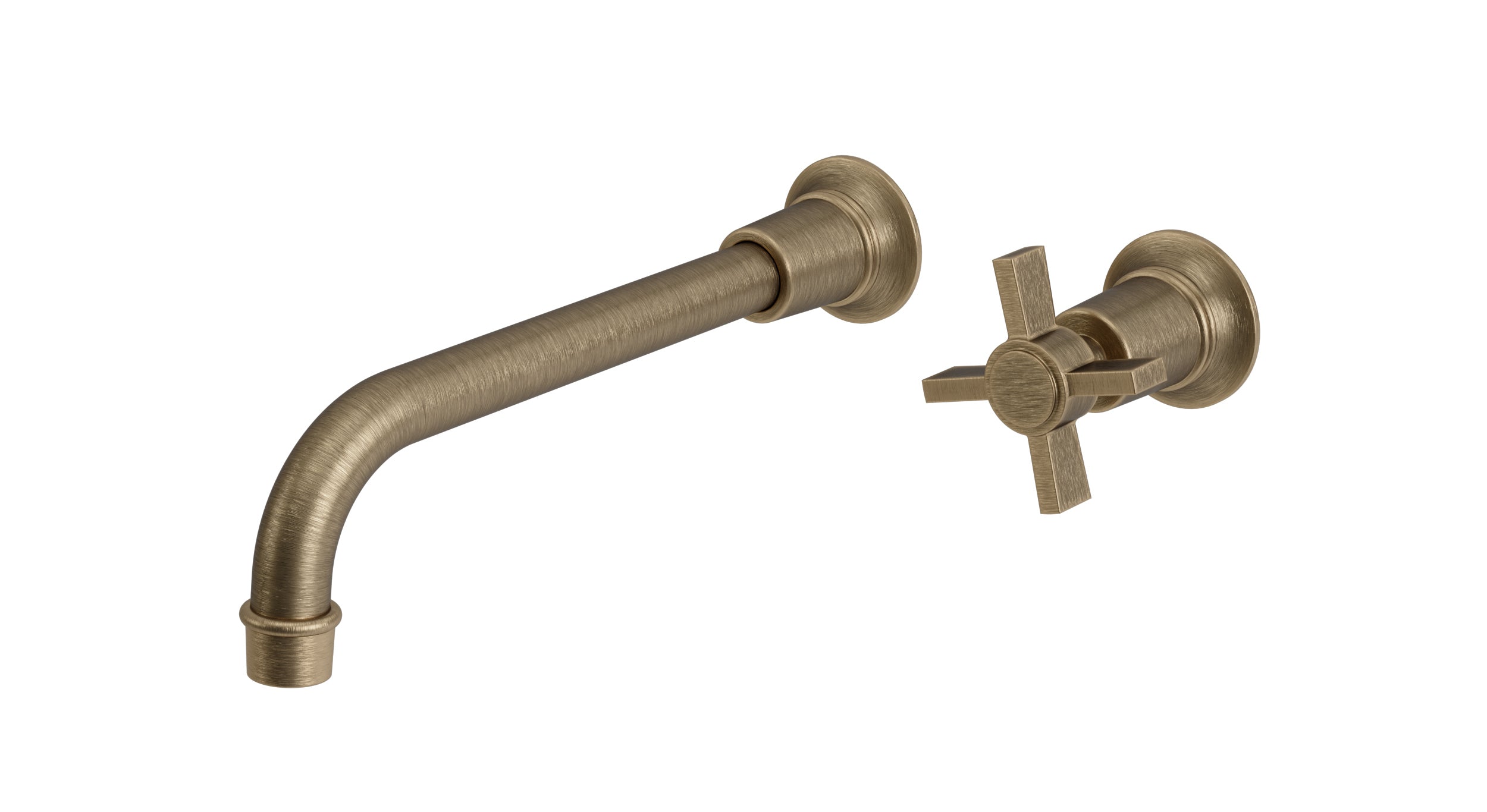 Emerson One Handle Wall Mount 10" Lavatory Faucet with Defined Cross Handle in Antique Brass