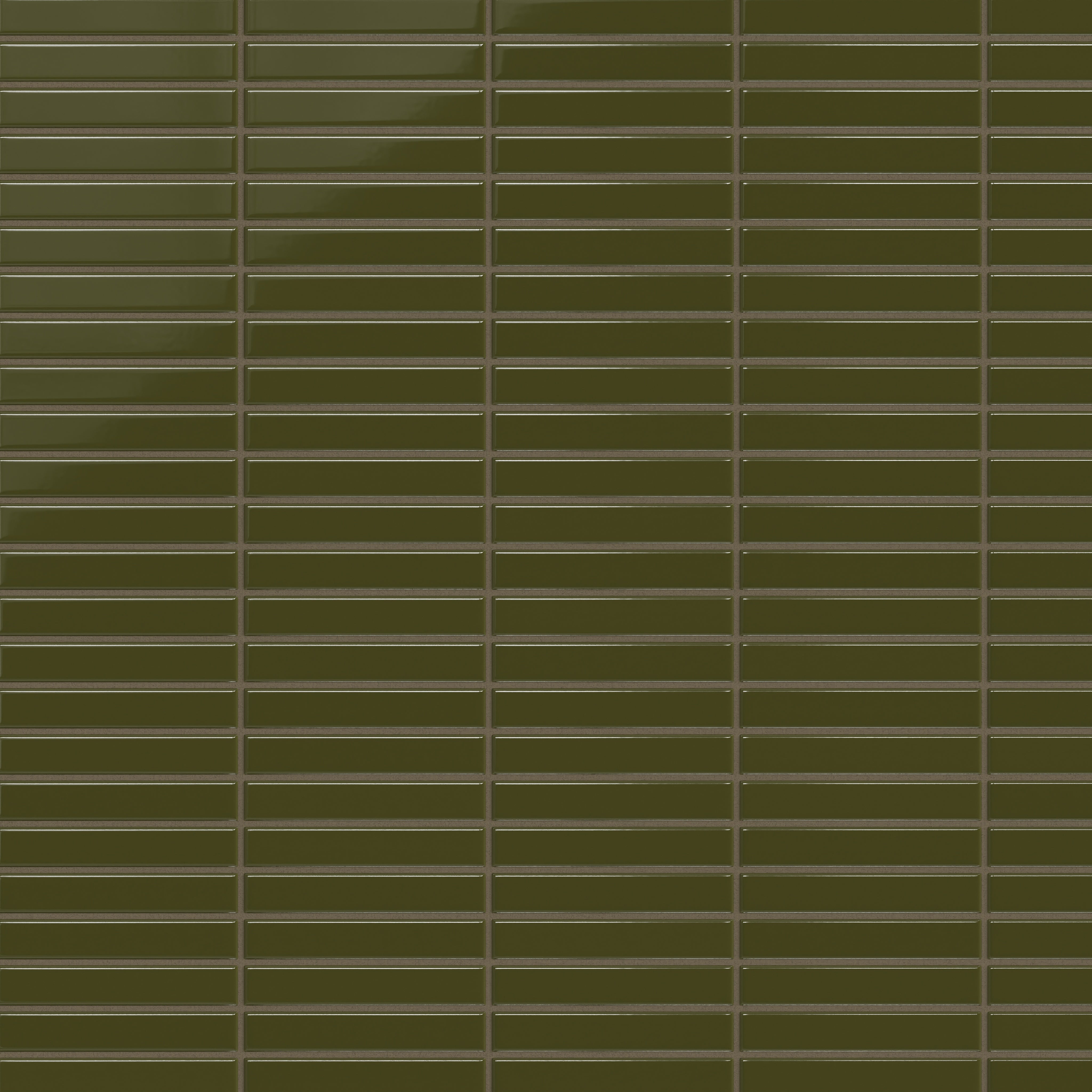 1x6 Straight Set Sheeted Original Ceramic Mosaic Tile in Bonsai Gloss