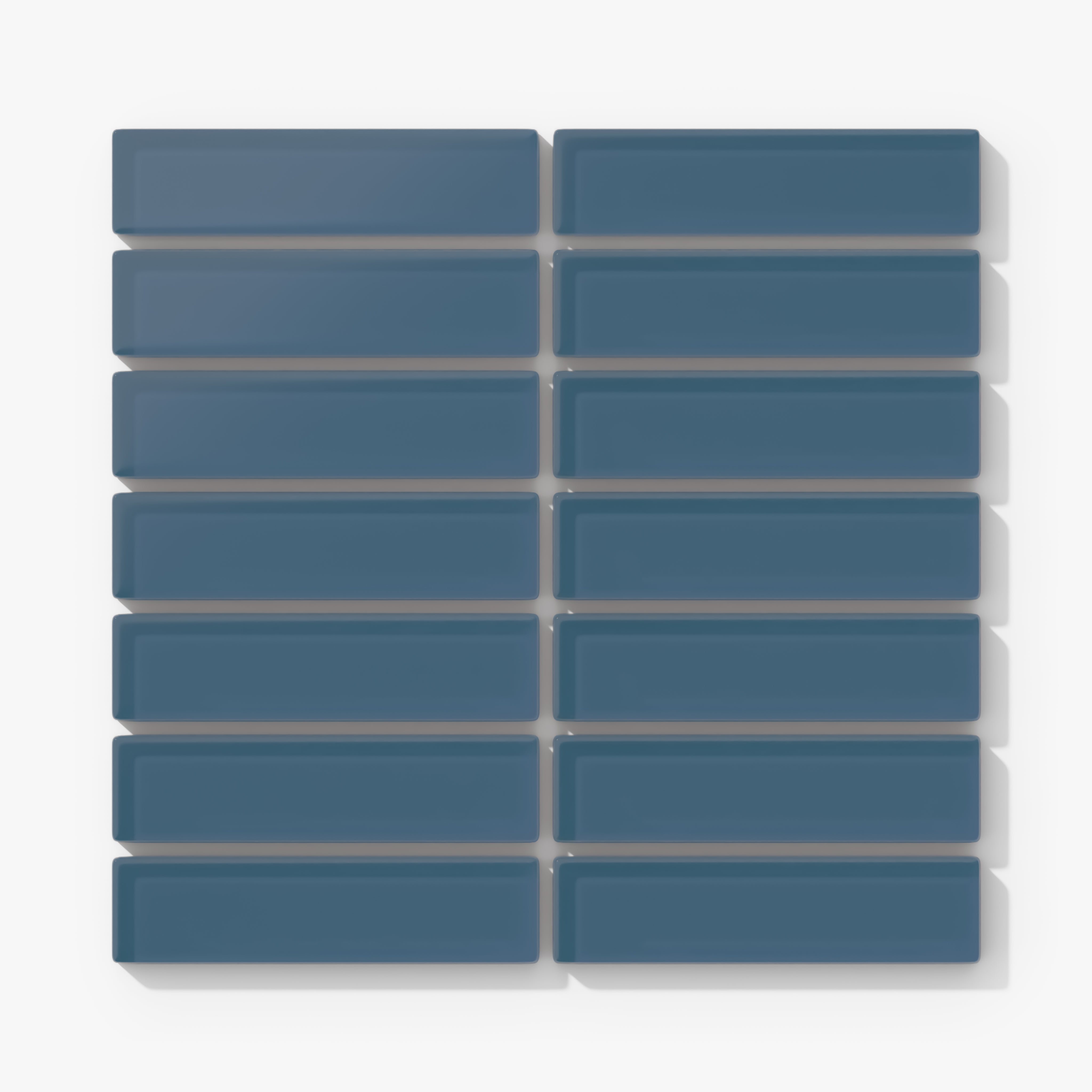 1x4 Straight Set Sheeted Glass Mosaic Tile in Blue Jay Matte