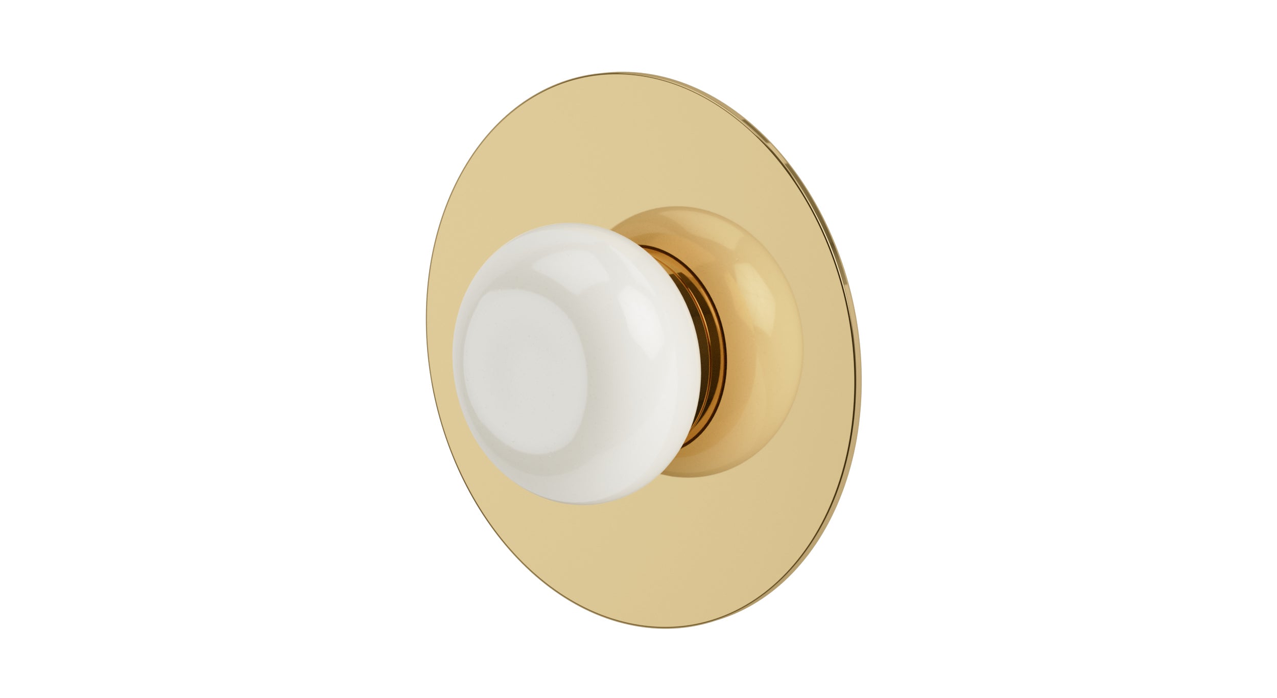 Foundry One Handle Wall Mount Shower Trim with Pebble Ceramic Knob Handle in Polished Brass