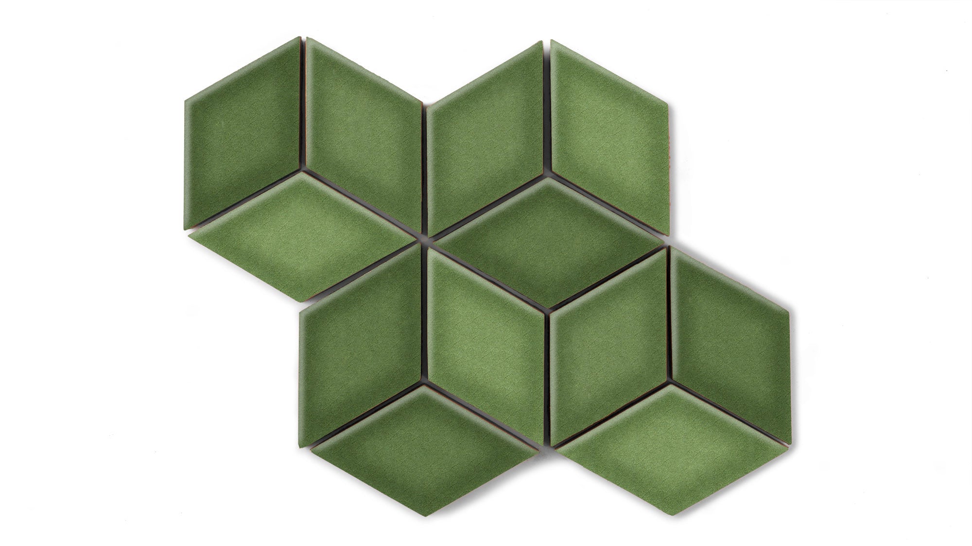 Small Diamond Sheeted - Escher Original Ceramic Mosaic Tile in Kelp Gloss