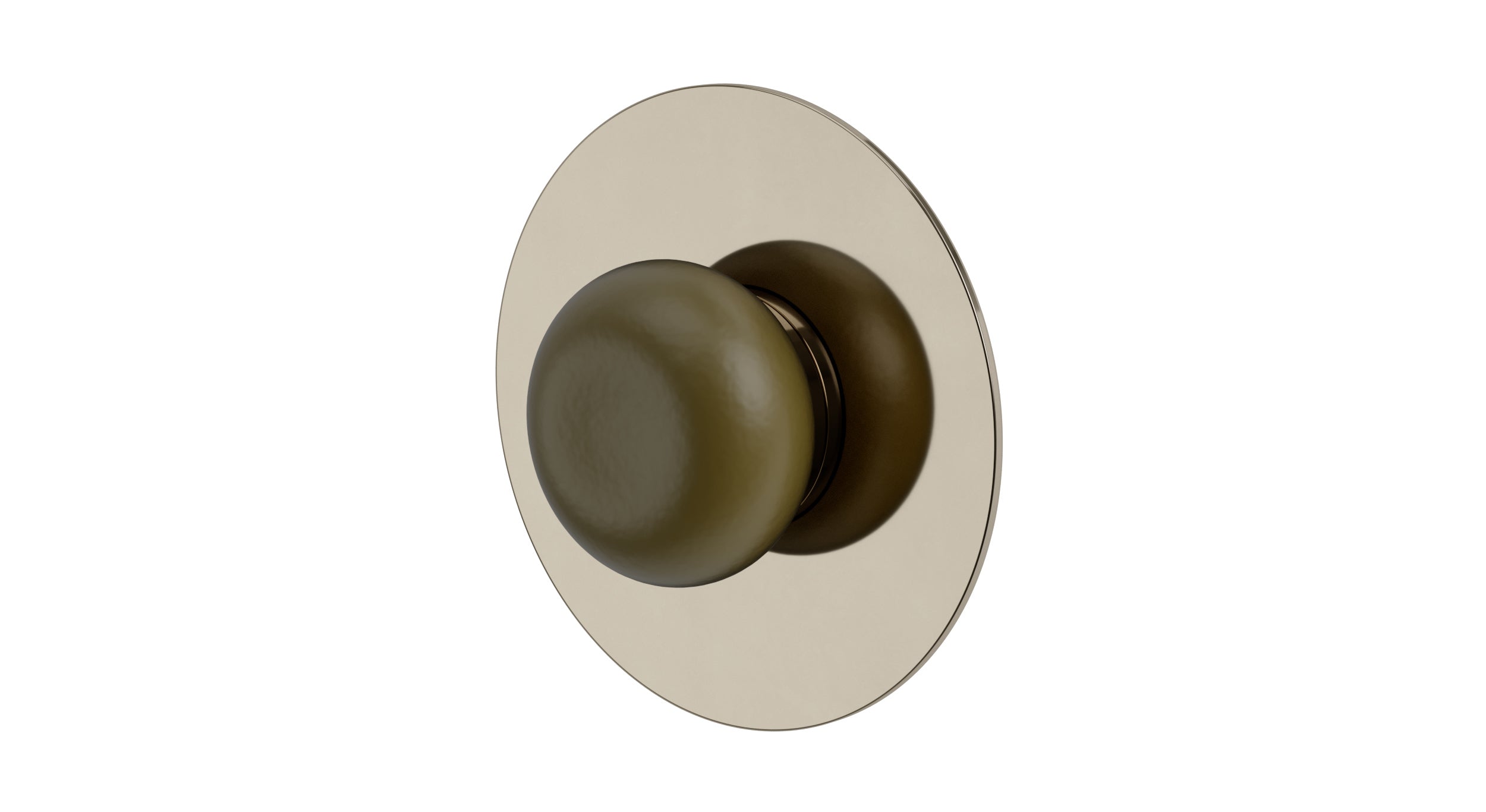 Foundry One Handle Wall Mount Shower Trim with Pebble Ceramic Knob Handle in Polished Nickel