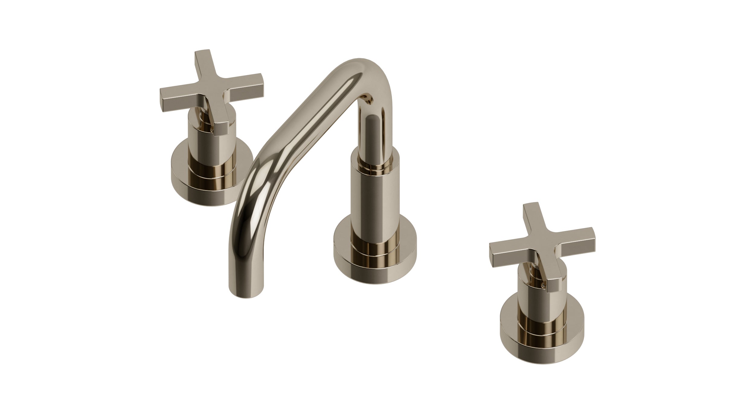 Flatiron Two Handle Deck Mount Squaretop Lavatory Faucet with Linear Cross Handles in Polished Nickel