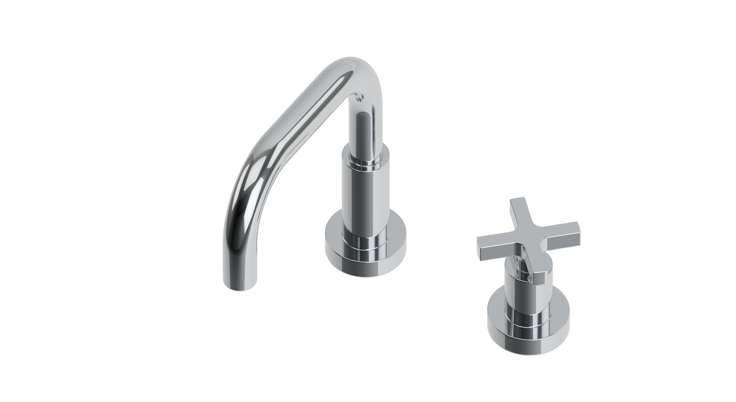 Flatiron One Handle Deck Mount Squaretop Lavatory Faucet with Linear Cross Handle