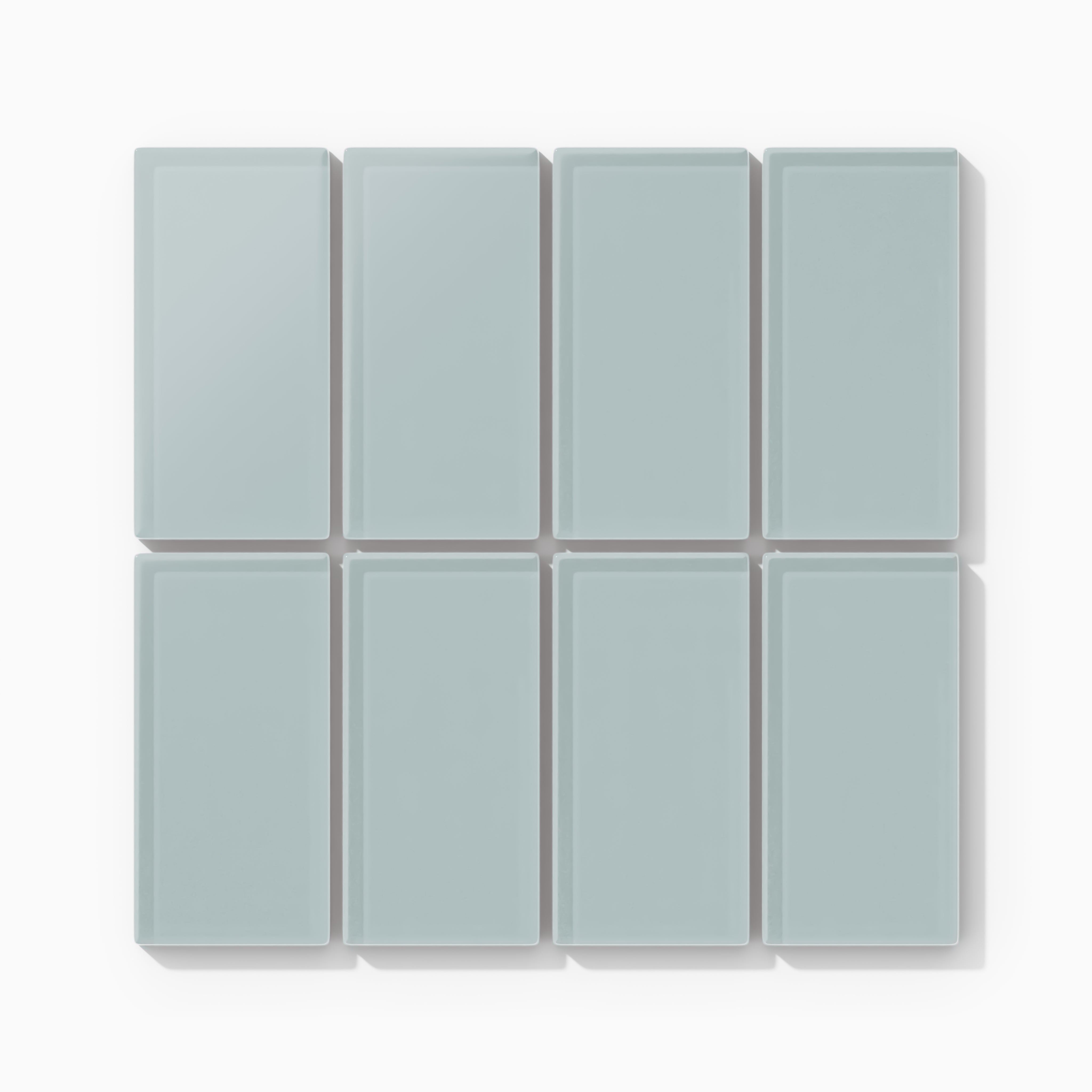 2x4 Straight Set Sheeted Glass Mosaic Tile in Great Blue Heron Matte
