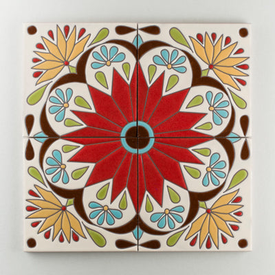 8x8 Handpainted Sample Ensenito  in Warm Motif