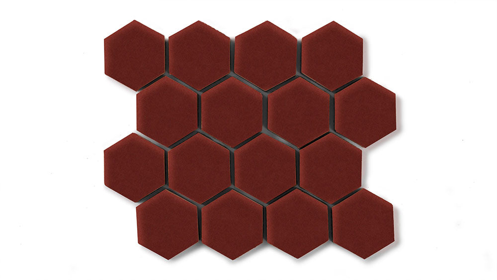 2" Hexagon Sheeted Original Ceramic Mosaic Tile in Vintage Leather Matte