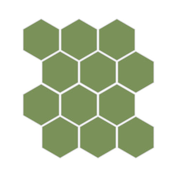 3" Hexagon Sheeted Original Ceramic Mosaic Tile in Kelp Matte