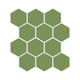 3" Hexagon Sheeted Original Ceramic Mosaic Tile in Kelp Matte