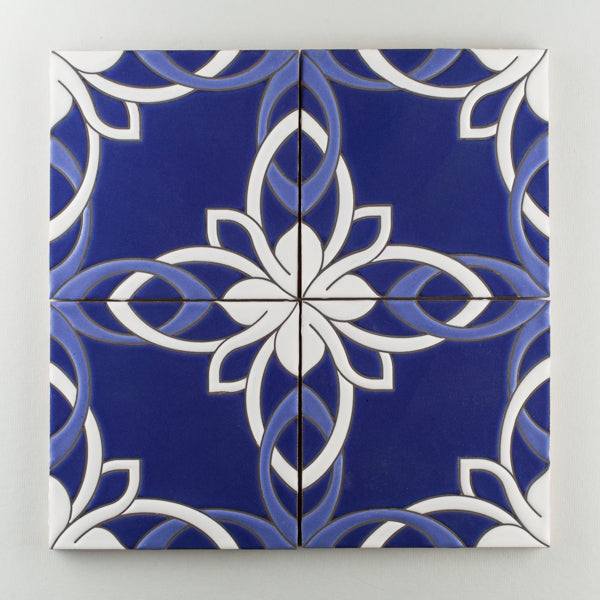 8x8 Handpainted Tile San Carlos in Cool Motif